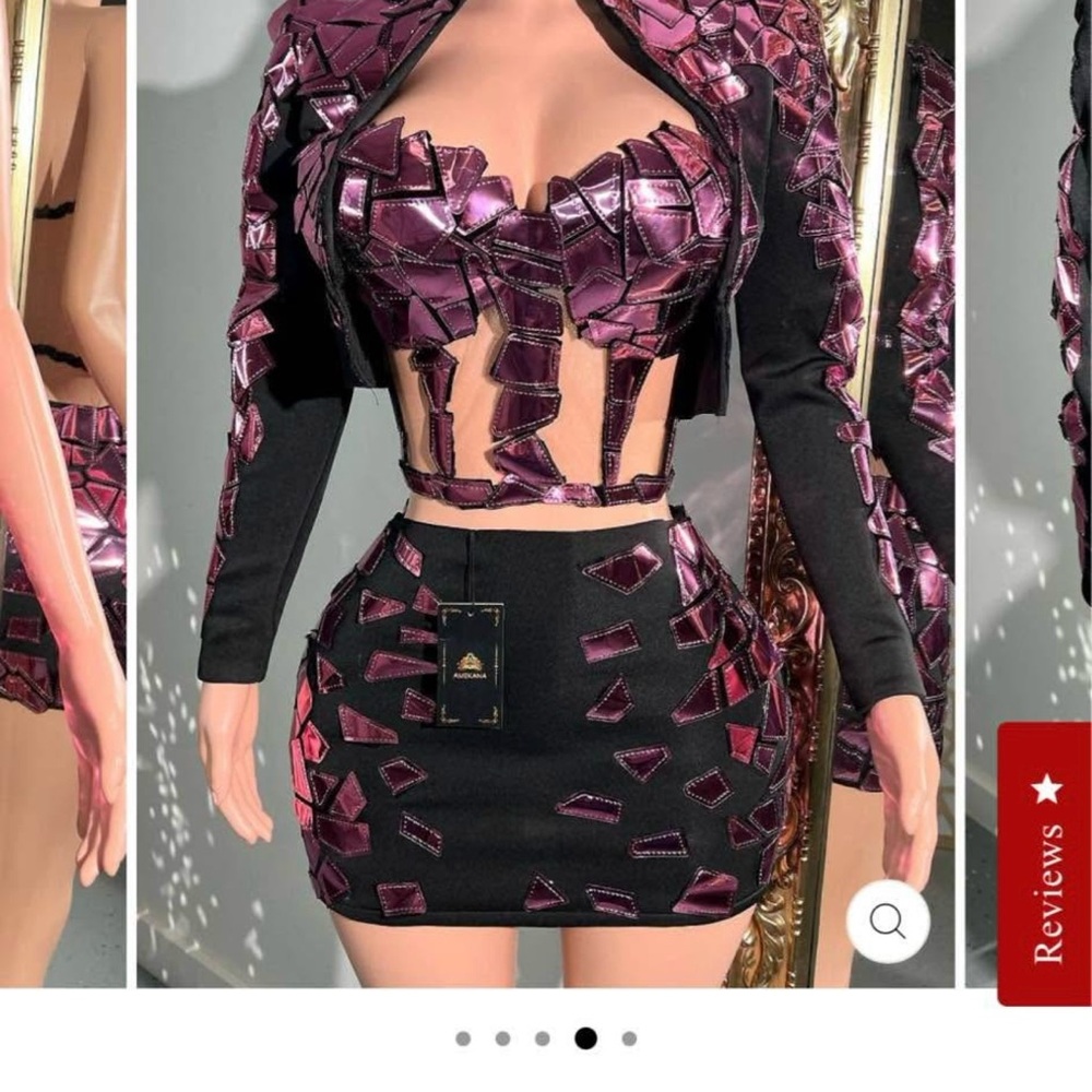 Amekana “Makena” Skirt Set – Mirror Detail – Size M